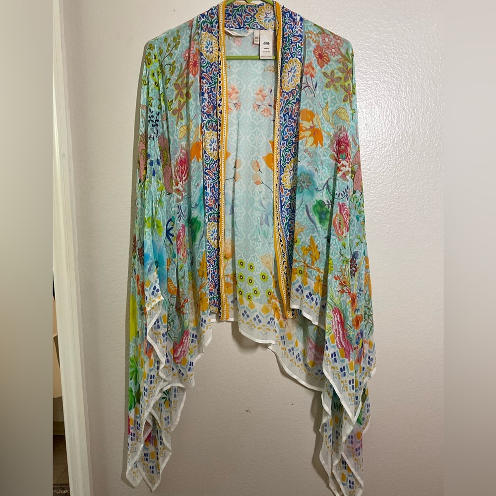 Soft Surroundings Boho Floral Kimono Cardigan – One Size – 100% Rayon hippie - Picture 4 of 16